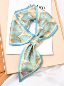 1pc Korean Style Solid Color Scarf Silk-Like Professional Flight Attendant Headband Neck Scarf 2-In-1 For Women