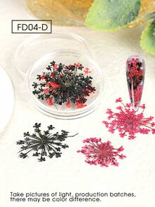 花瓣美甲装饰 1/8 件满天星仿真花粉色蓝色黄色白色粉色棕色 Y2K 深色指甲饰美甲配件夏季秋季冬季指甲美甲用品指甲美甲宝石