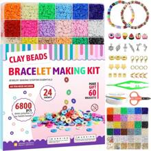 Redtwo 6800 Pcs Clay Beads Bracelet Making Kit, Friendship Bracelet Kits Flat Beads For Jewelry Making, Polymer Heishi Set For Bracelet Necklace DIY Crafts Gift For Girls Ages 6-12