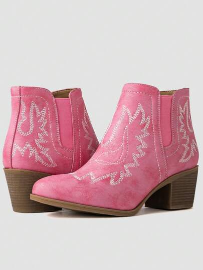 GLOBALWIN Women's Black Cowboy Boots Western Style Comfortable Pull On Short Ankle Cowgirl Boots Low Heel Fall Boots Halloween Season