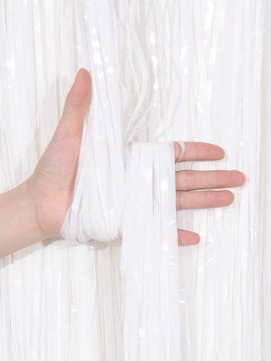 kumozawa 1 pieza Cortina decorativa con borlas como telón de fondo para fiestas festivas, fotografía, adecuada para decoración de cumpleaños, bodas, graduaciones y decoración de habitaciones - Blanco - Ver 1