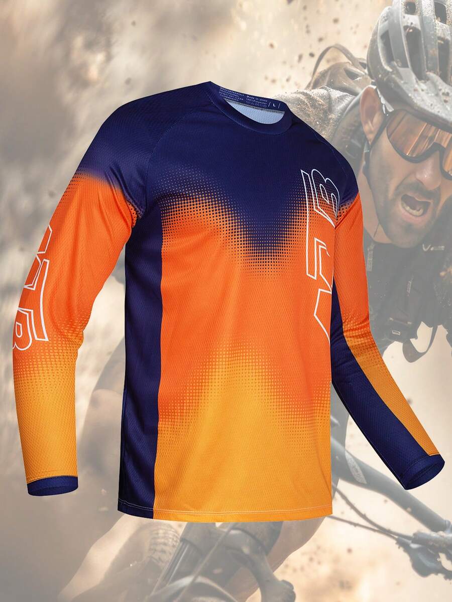 Long Sleeve Shirt For Off-Road Motorcycle, Men's Downhill Cycling Jersey, Mountain Bike Racing T-Shirt, Quick-Dry Cycling Endurance Race Polera, Blokecore