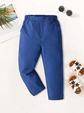 男童休闲舒适纯色裤子，适合日常外出、上学、聚会和节日礼物