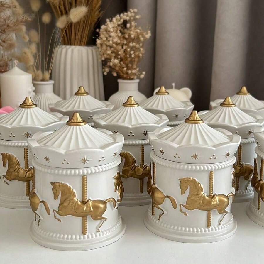 DIY Resin Mold Carousel Storage Box Silicone Mold Creative Storage Jar