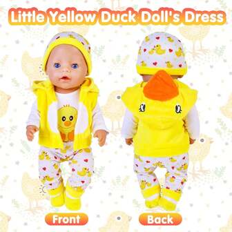 5pcs/Set Yellow Duck Doll Clothes Set, Suitable For 14-18 Inch Newborn Dolls And 36-45Cm Baby Dolls, Is The Perfect Christmas Gift For Children (Excluding Dolls)