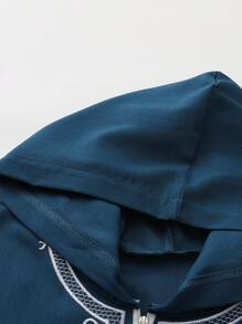 Loose Muslim Men's Robe, Short Sleeve Embroidered Hooded Zip-Up Robe, Islamic , Men's Casual Long Robe