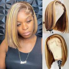 200% Density Glueless Wigs Human Hair Pre-Plucked Ombre Highlight Short Bob Wig Human Hair For Women 4*4 5*5 13x4 13x6 Straight Lace Front Wigs Human Hair Ready To Wear For Woman