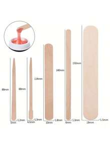 蜡棒套装 - 5 种尺寸木质体毛脱毛棒 木质蜡棒、脱毛蜡棒、脱毛用木质刮刀、天然眉毛蜡棒、刮刀脱毛棒、脱毛刮刀