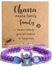Disney Disney 1pc Disney Cartoon Stitch Alloy Craft Adjustable Braided Bracelet,Great For Wonderful Gifts For Friends And Partners!