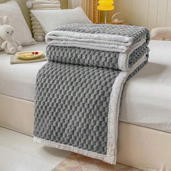 Manta de felpa - Suave y cómoda, con ribete elegante a tono, perfecta para sofá o decoración del dormitorio, fácil cuidado, manta de forro polar para cama, viaje y camping - Manta de franela mullida y esponjosa, ideal para decoración del hogar, el regalo perfecto para cualquier ocasión. Manta de burbujas