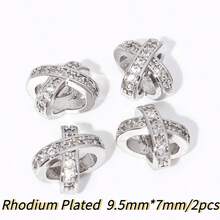 18K Gold Plated Brass Inlaid Zirconia X-Shaped Porous Spacer Beads,Beads Separator,For DIY Jewelry Making Accessories Wholesale - Spacer Beads - View 9