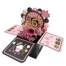 1pc Purple Pop-Up Birthday Card For 1st/10th/18th/21st/30th/40th/50th/60th/70th/80th Birthday, Includes Self-Adhesive Birthday Age, Greeting Note, And Envelope, Birthday Gift For Husband, Wife, Men, Women, 3D Pop-Up Birthday Card - Multicolor - View 14