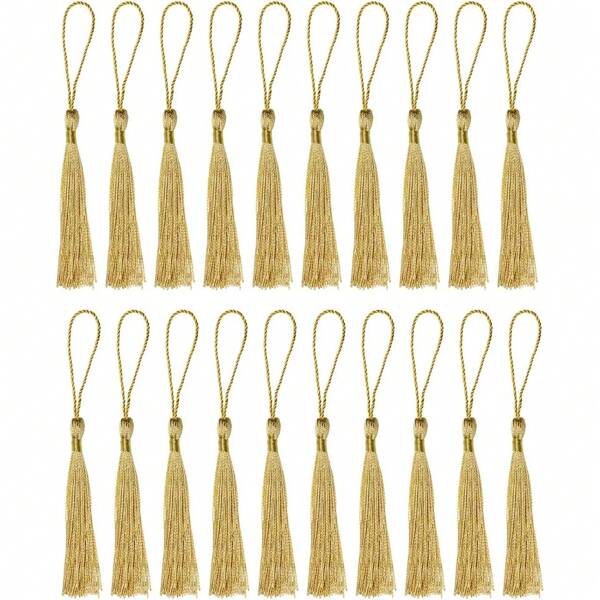 20pcs Miniature Silk Tassel Soft Glossy Handmade Bookmarks With Rope Loop, For Keychain, Earring, Jewelry Making, Memorabilia, Graduation Ceremony, Garment Sewing, Gift Tags DIY Craft Project