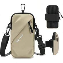 Soportes para Teléfonos con Bandas para el Brazo, Pequeñas Bolsas Cruzadas con Bandas para el Brazo, Ajuste para iPhone y Todos los Teléfonos Celulares, Uso para Correr, Caminar, Hacer Senderismo y Andar en Bicicleta (Talla Grande, Negro) - Caqui - Ver 2