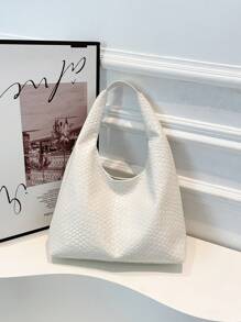 Bolso de hombro vintage de gran capacidad y color liso suave para mujer, versátil bolso bandolera con asa, bolso de hombro tipo hobo grande con capacidad, bolso bandolera casual de trabajo de gran capacidad