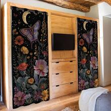 Local Warehouse, Curtains -Moth Butterfly Door Curtain For Doorway, Mushroom Moon Phase Boho Flowers Closet Door Cover Curtain For Bedroom Living Room Closet Door, 1 Panel 34" W X 80" L - 蝴蝶_a43 - 查看 4