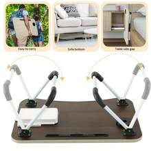 1pcs Laptop Bed Table Tray Rack With Cup Holder/Drawer For Bed/Sofa/Couch/Den/Reading/Writing On Low Living Room Floor, Large Portable Foldable Lap Table Bed Tray For Dining And Laptop (White)