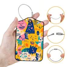 Conjunto de 2 etiquetas de bagagem com expressão humorística abstrata, etiqueta de bagagem em material PU com informações pessoais graváveis, etiqueta decorativa para mala/mochila/bolsa em cores vibrantes
