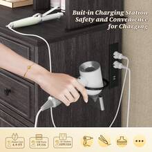 EnHomee Farmhouse Vanity Desk With LED Lighted Mirror, Makeup Vanity Table With RGB Cabinets And Lots Storage, 5 Drawers And 6 Storage Shelves For Bedroom And Dressing Room, Black - 美規A型插(110-127V) - 查看 6