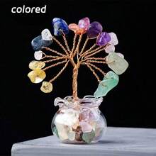 1个天然水晶迷你玻璃许愿瓶，内含幸运树形疗愈石 | 抛光宝石装饰 | 生日礼物，传递正能量和美好祝愿，圣诞礼物 - 魚缸小花樹 - 查看 22