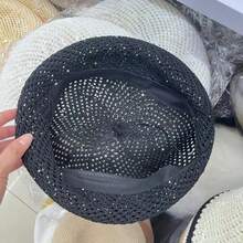 Boina de estrella brillante de malla tejida nueva de primavera y verano, gorro de punto femenino, boina hueca - Blanco - Ver 7