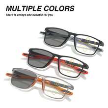 1pc Photochromic Multifocal Reading Glasses, Fashion Multifunctional Gradient Tinted Lenses, Unique Temple Design, Unisex Sports Style, Suitable For Daily Casual Wear - Black - View 6