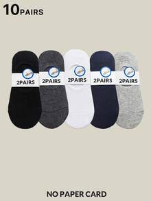 2/6/10 双中性纯色黑/白/灰色袜子，硅胶防滑鞋跟，吸湿排汗透气针织材质，适合春夏季，简约风格踝袜，适合居家、通勤、上学、运动、节日礼物（无纸卡） - 彩色 - 查看 10
