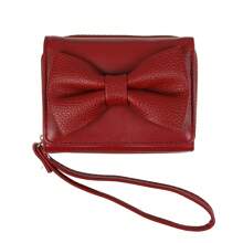 1pc Korean Style Bow Design Short Wallet Fashion Minimalist PU Leather Tri-Fold Coin & Card Purse Suitable For Girls Women Office Ladies Great For Work Business Trip Commuting Outing Travel