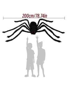1 pieza Araña gigante negra de Halloween para decoración exterior, araña falsa grande y peluda, decoración para el patio y fiestas de Halloween