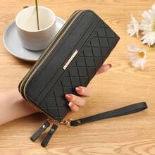 New Women Long Wallet Fashion Handbag Clutch With Zipper Large Capacity Multi-Slot For Cards ID Phone Suitable For Daily Use Shopping Work Mother's Day Birthday Gift - Black - View 3