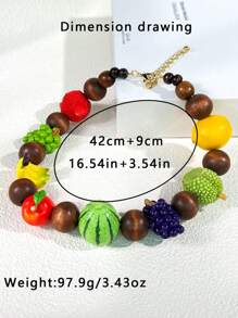 1pc Summer New Dopamine Fresh Fruit Beaded Necklace, Sweet & Hot Girl Style Daily, Vacation, Party Accessory, Colorful Embellishment