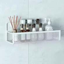 Stainless Steel Wall-Mounted Organizer Basket For Bathroom, Kitchen, And Shower - Self-Adhesive, Space-Saving Design With Multiple Shelves For Toothbrushes, Cosmetics, And More, Bathroom Storage Modern Bathroom Accessory Durable Construction, Bathroom Organizer Rack Bathroom Accessories Back To School