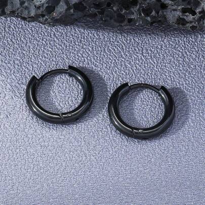 1 par de aros minimalistas de acero inoxidable de calibre 2.5mm para hombres