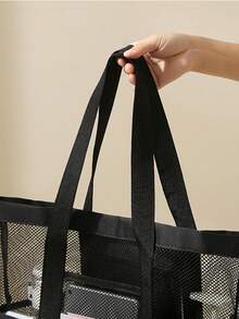 1/3 件网袋沙滩包泳池包大容量网袋旅行收纳袋手提包可折叠多用途手提包收纳袋轻便容量，防水，可折叠，网袋适用于海滩、购物、游泳、健身房、水疗、水疗、旅行