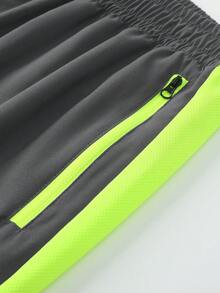Men's Color-Blocked Zipper Sports Letter Print Sweatpants Set, Casual Fashion And Comfortable Sportswear For Everyday Wear, Suitable For Gym And Outdoor Activities Two-Piece Pack - 灰色 - 查看 8