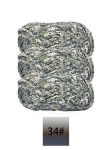 3 pièces Ruban de satin en polyester, environ 300g, mélange multicolore de fil doux en tissu - pour pantoufles au crochet DIY, sacs, panier de rangement (design d'emballage assorti)