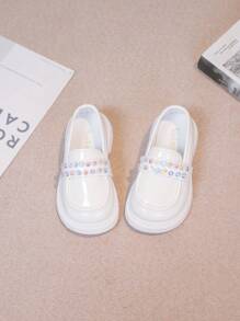 Girls' Soft Bottom Loafers New Autumn Versatile Low Vamp British Style Small Leather Shoes, Children
