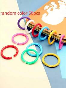 50pcs/20pcs/10pcs Random Color Plastic Loose Leaf Binder Rings, Flexible Press-Open Design, Versatile Colors For School & Office Supplies, Book Rings, Binding Rings, Scrapbook Rings,Back To School,School Supplies - Multicolor - View 8