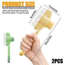 2 PCS Cat Combs For Indoor Cats, Pet Hair Brush With Release Button, Dog Grooming Comb, Cat Hair Remover Brush For Short And Long Hair Pets