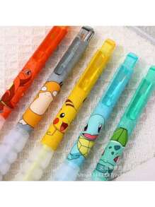 pokemon Stylos gel de pression kawaii Pikachu Pokémon, paquet de 5 pièces, pointe 0,5 mm, noirs. Fournitures scolaires et de bureau, cadeau de fête