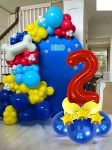 12 Stücke/Set rote große Zahlen 0-9 Ballons, Stern Ballons, Geburtstags Deko Ballons, blaues und gelbes Ballonset, geeignet für Geburtstag, Party Deko, Jahrestag, Abschluss, Vatertag Deko Geschenke