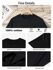 Humorous Pictures  Graphic Printed Cotton Men's T-Shirt, Summer And Spring Short Sleeve Crew Neck Casual Top, Men's Clothing - 黑色 - 查看 3