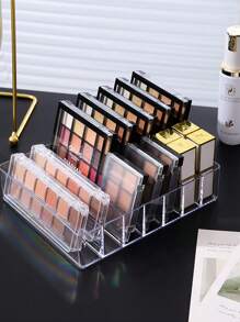 1pc Transparent Plastic Cosmetic Storage Box, 7 Compartments, Lipstick, Eye Shadow, Brush Storage Box, Light And Durable, Suitable For Bathroom Dresser, Drawer Storage, Skin Care Products Organizer