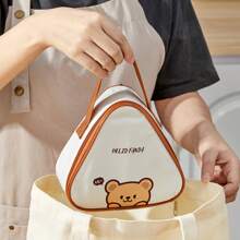 1pc Cute Kapibala & Bear Pattern Mini Lunch Bag, Portable Thermal Insulated Picnic Bag, Dustproof & Waterproof Food Container Storage Bag, Bento Lunch Box Bag, Reusable Cooler Bag, Multifunctional Handbag, Suitable For Student And Adult Use In Home, School, Dorm, Office, Outdoor Camping, Picnic, Travel, Back To School
