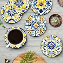 Set da 8 sottobicchieri in legno a forma di limone, adatti per il soggiorno, la cucina, la sala da pranzo, tazze da caffè, bicchieri da vino, confezione regalo