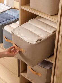 加厚布艺收纳箱衣服裤子收纳篮宿舍杂物脏衣篓储物盒整理箱衣柜整理架抽屉整理架更衣室储物间 - 卡其色 - 查看 8