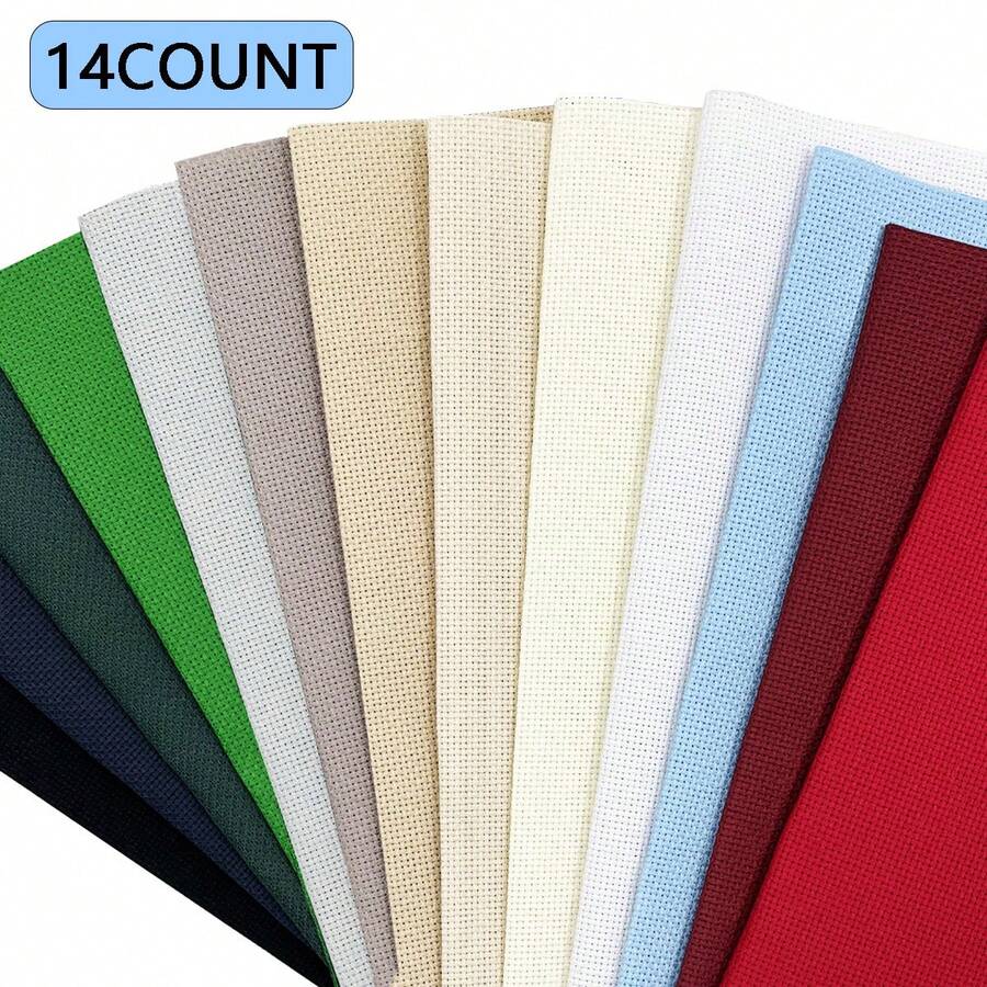 10 Stücke/6 Stücke 14CT Stickstoff Stoffe zum Selbermachen | Einfarbig Tuchset (Weiß/Beige/Rot/Blau/Schwarz Mehrfarbig erhältlich) | Stickerei Handwerk für Anfänger für Kinder | Kleidungsflicken/Binca Stickerei Teile | Handgemachtes DIY kreatives Geschenk