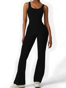 6pecil Body a zampa per donna con sollevamento fianchi, body sportivo a collo quadrato e schiena scoperta, body ampio da donna per attività all'aperto