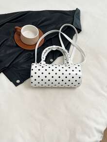 Dedoo Handheld Polka Dot Bag 2024 New High-End Contrast Cylinder Bag Spice Joker Fashion Commuter Handbag Love Pendant To Send Girlfriend Gifts Preferred. - 白色 - 查看 6