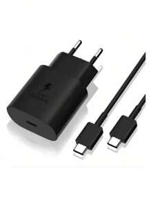 Carregador Super Rápido 25w Para  Galaxy S24 S23 S21 S20 Fe Plus Ultra - Super Fast Cabo Blindado Tipo Usb C - Premium